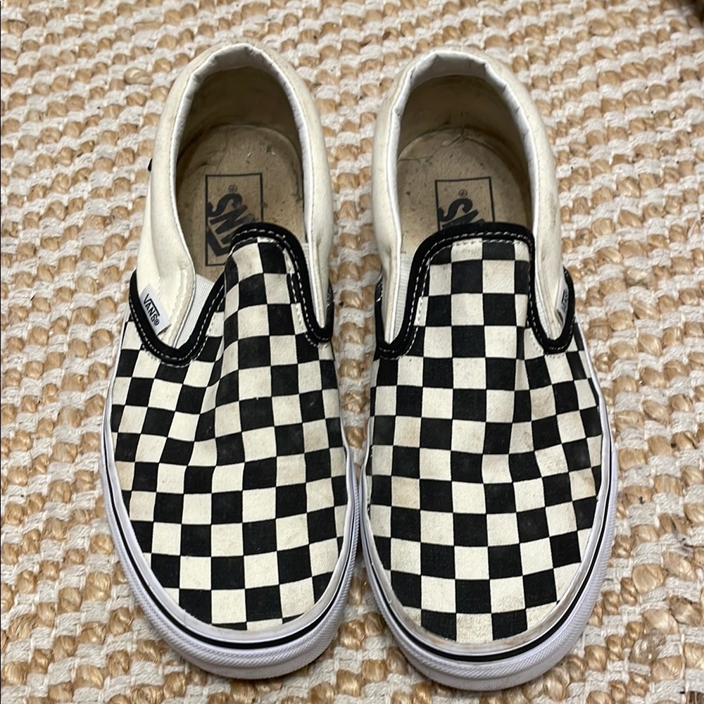 Vans Women size 8 Checkered Slip-On Shoes - Black and White